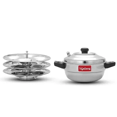 Lifelong Idli Cooker 3 Plate 12 idlis Stainless Steel Idli Cooker